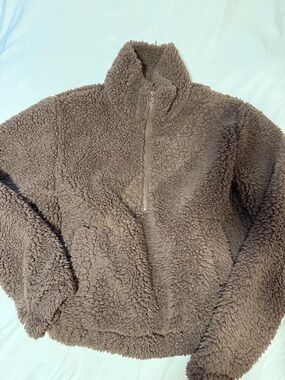 Brown Sherpa Half-Zip Pullover